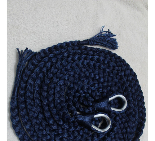 Soga Cuerda Para Hamaca Incluye Par De S Metalica Negra Color Azul Marino Color