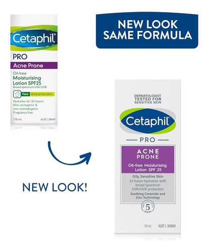 Cetaphil Loción Hidratante Facial Sin Aceite Prevencion Acne Momento de aplicación Día Tipo de piel Sensible