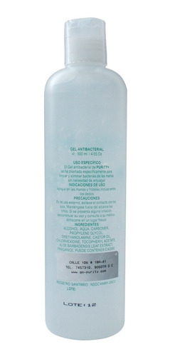 Imagen 3 de 3 de Gel Antibacterial Purity+ 500ml