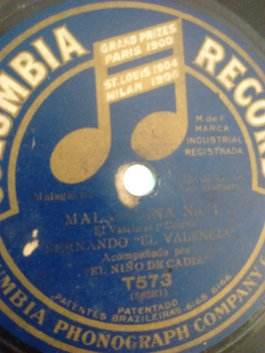 Fernando El Valencia El Niño De Cadiz Disco Pasta T573 C23