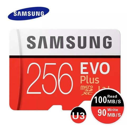 Cartão Micro Sd Samsung Evo Plus 256gb Classe 10 4k 100 Mbs