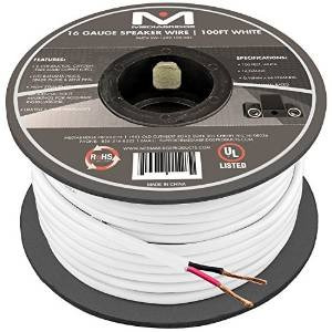 Cable De Altavoz De 16 Awg (100 Pies, Blancos) Por Mediabrid