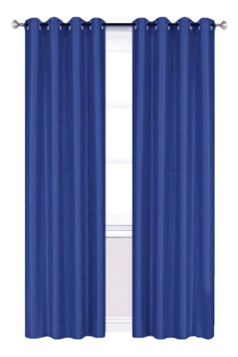 Cortinas Blackout 188ancho X 240largo Ahuladas En 2 Paneles Color Azul Rey