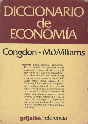 Diccionario De Economía. Congdon - Mc Williams