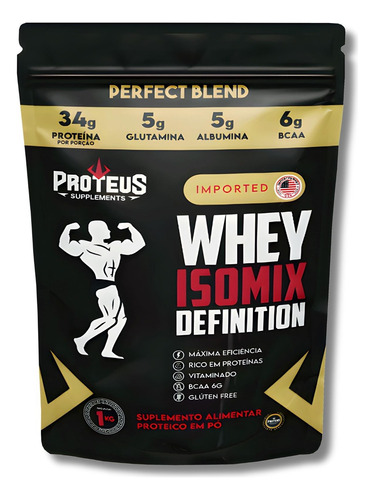 Suplemento Em Pó - Whey Protein 34g De Proteína - Refil 1kg Sabor Bombom Belga