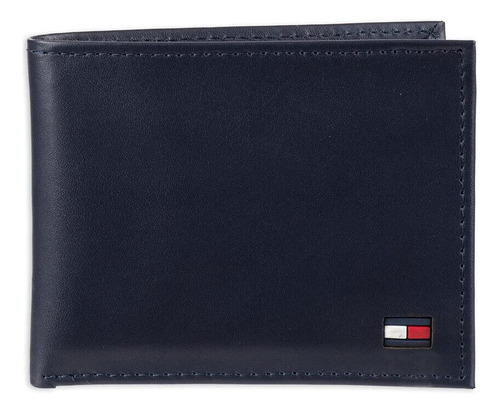 Billetera De Cuero Tommy Hilfiger Azul Oscuro