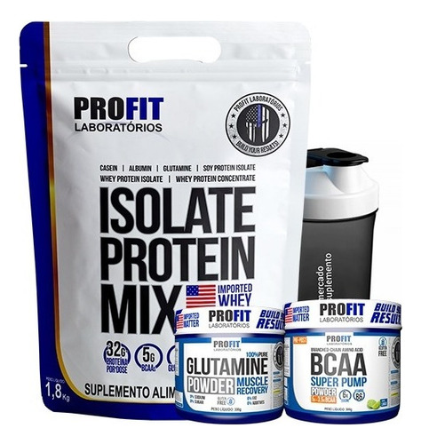 Whey Protein Isolate 1,8k + Bcaa 300g + Glutamina 300g + Coq Sabor Cookies