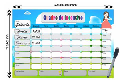 Quadro De Regras E Incentivos Tarefas Infantil Imã Geladeira