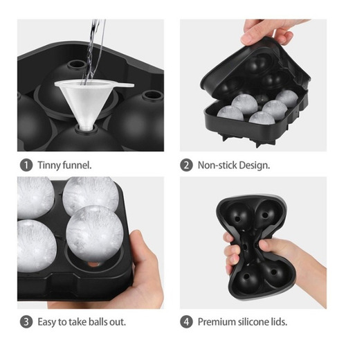Imagen 2 de 6 de Molde Para Hielo Esferas Y Cubos Grandes 2 Piezas