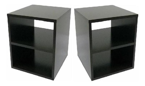 Kit Nicho Suspenso Mesa  De  Cabeceira Preto Mdf  40x30x30