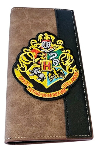 Billetera Chequera Ecocuero Harry Potter,logo Parche Bordado