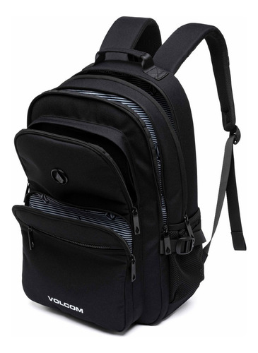 Mochila Trabalho Grande Espaçosa Reforçada Faculdade Cor Preto Desenho Do Tecido Liso