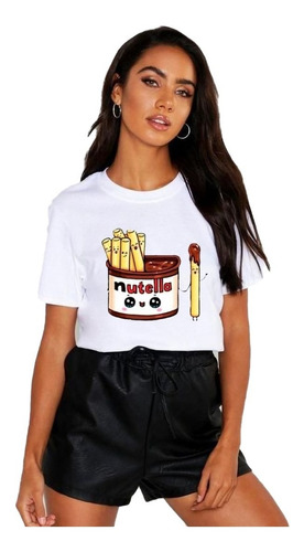 Polera Dama Estampada 100%algodon Nutella Con Palitos