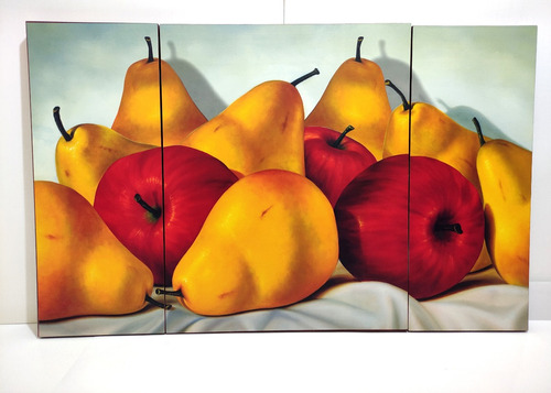 Cuadro Decorativo Tripitico Frutas Manzanas Peras