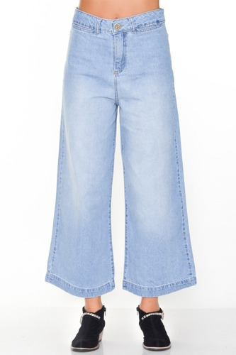 Jean Mujer Culotte Rigido Tiro Alto