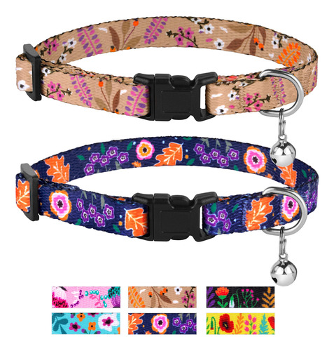 Collardirect Collar De Gato Con Campana Estampado Floral 2 P