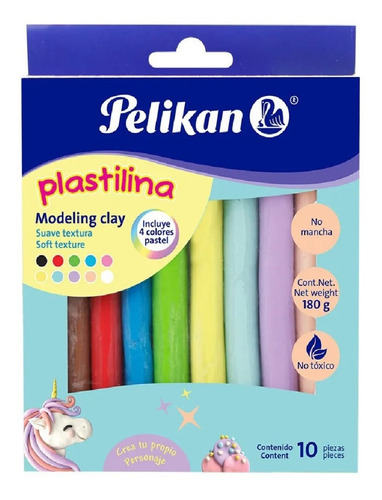 Plastilina Con 10 Barras Colores Surtidos Pastel