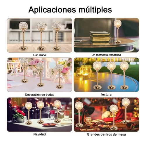 3 Candelabro Fiesta Boda Bola De Cristal Candelabro Vidrio Color Dorado