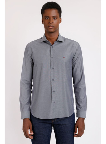 Camisa Aramis Slim Tricoline Maquinetado Fio 50 Chumbo - P