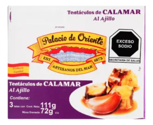 Enlatado Tentaculos De Calamar Al Ajillo 3 Pzas De