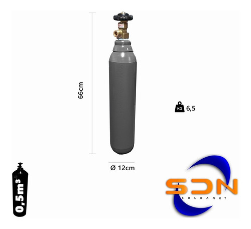 Cilindro 0,5m³ 3.3 Lt. 2.5kg R075. D114 P/gas Sello Iram