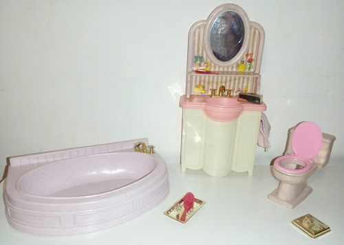 Set Muebles Barbie Baño Accesorios Original Mattel
