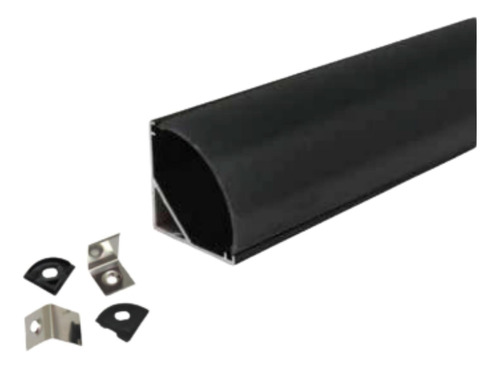 Perfil Aluminio Esquinero Negro 1.5 X 1.5 Cm Para Tira Led