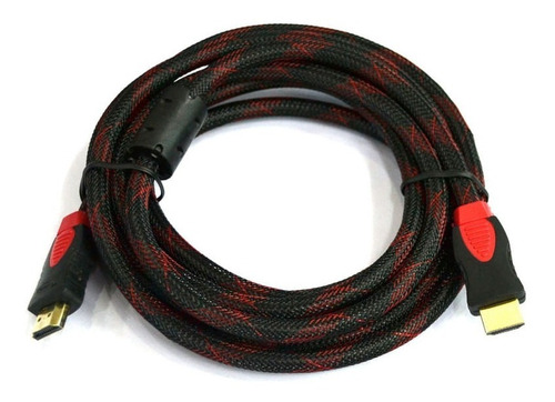 Cable Fino Hdmi 5 Metros Doble Filtro Mallado Rojo