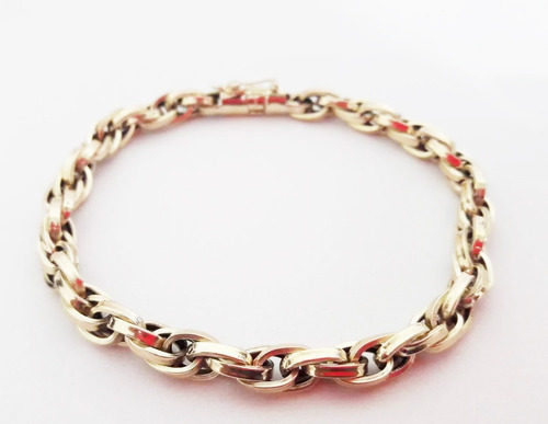 Imagem 2 de 7 de Pulseira Baguete Duplo 10 Gramas 5,5mm 21cm Ouro 18k 750