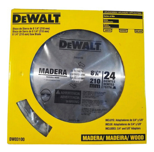 Sierra Circular 8.1/4´´x1´´ 24 Dientes C Dewalt Dwa03100