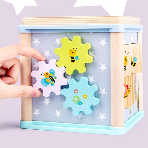 Juguete Interactivo De Madera Con Forma De Cubo De Actividad