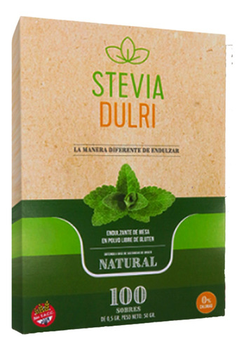 Edulcorante Stevia Dulri 100 Sobres Sin Tacc