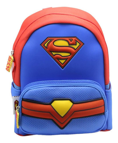 Mochila Escolar La Liga De La Justicia Superman Clasico Color Rojo Diseño De La Tela Liso