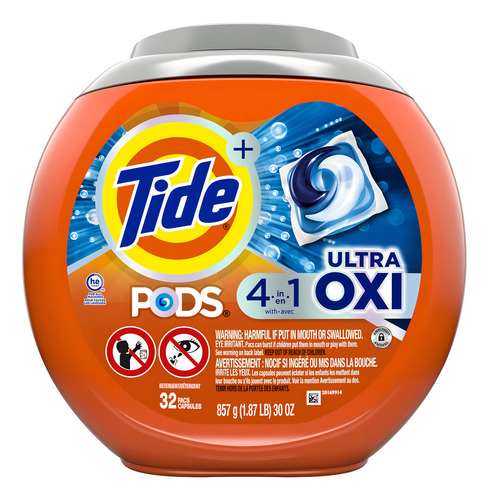 Tide Pods Liquid Laundry Detergent, Ultra Oxi, 32 Count