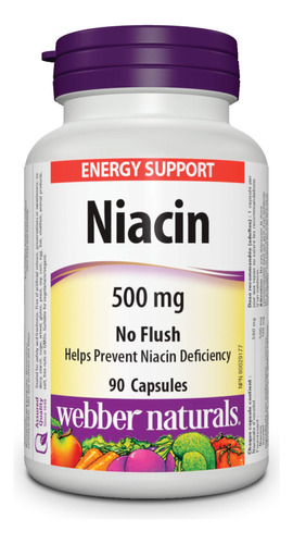 Webber Naturals No Flush Niacina La Vitamina B3cpsula, 500mg