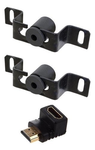 Suporte Tv Universal Fixo Mais Adaptador Hdmi Em L 90 Graus Cor Preto
