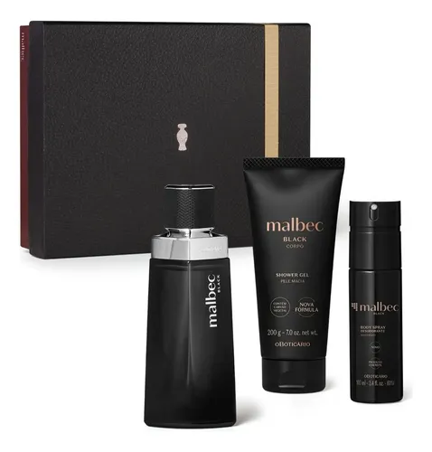 Kit Malbec Black O Boticário com Desodorante Colônia e Body Spray para Homem