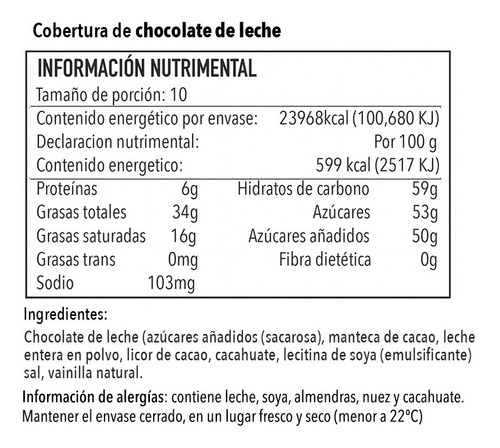 Cobertura Chocolate De Leche (1 Kilo)