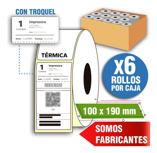 Etiquetas Correo Argentino Andreani 100 X 190 Mm - 6 Rollos