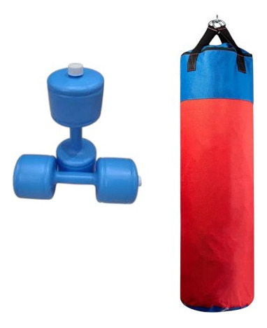 Combobox Bolsadeboxeo120 + Guantin + Rueda+ Mancuerrec Azul