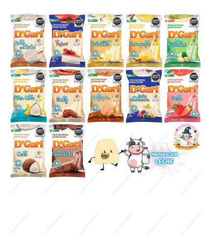 3 Gelatinas Light Dgari Uva Natural Polvo Uso Diabetico