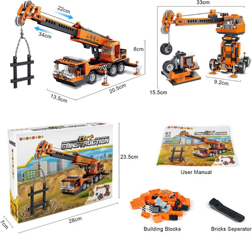 Juego Construcción Grúa Urbana Fichas Armar Carro