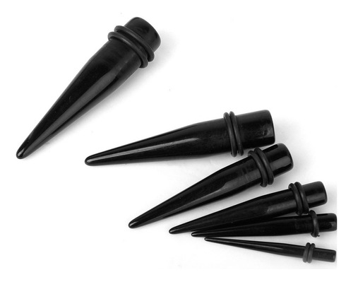 8 X Acrílico Negro Expansor De Cono Oído Estiramiento Ench