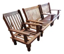 Comprar Juego De Living Algarrobo Ezeiza Fijo 3 Sillones Madera