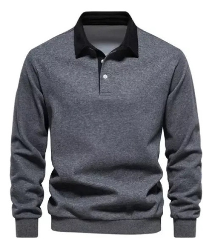 Sudadera Con Botones Y Cuello Polo Y Manga Larga Para Hombre