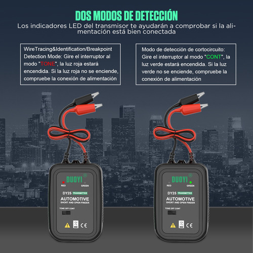Probador de buscador de cortocircuito abierto automotriz Escáner de circuito de coche Detector de circuito CC corto abierto 6-24V Mrcartool DY25