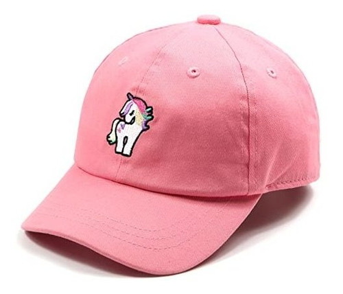 Gorra De Béisbol Rosa Para Niñas Con Unicornio Y Arcoíris.