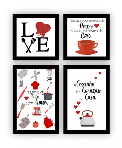 Kit 5 Quadros para Decoração Frases Café Cozinha Amor em Promoção na  Americanas