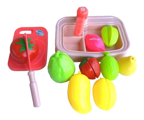 Frutas Con Abrojo Para Cortar Con Tabla Juguete Infantil 