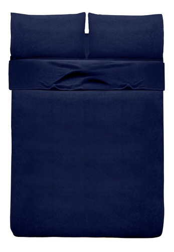 Sábanas Matrimonial Polar Calientita Color Azul Marino Diseño De La Tela Flannel